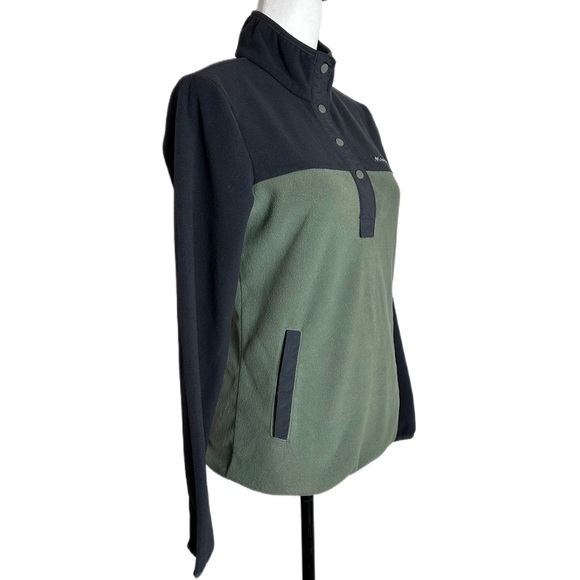 Columbia Green & Black Quarter Snap Button Fleece Pullover Sz XS - Picture 2 of 7